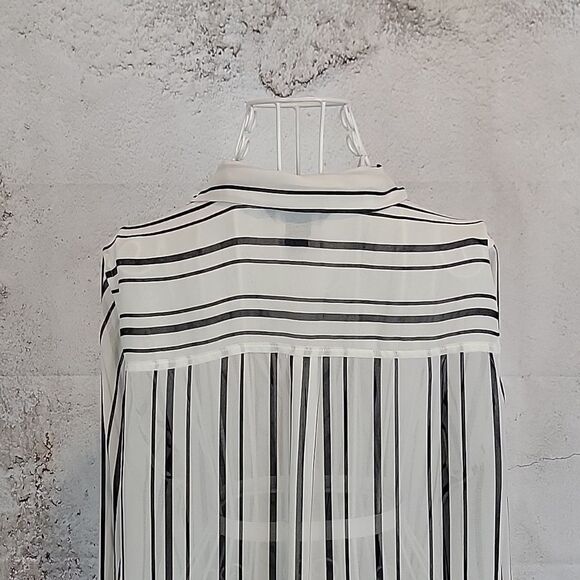 White House Black Market Striped Long Sleeve Draped Top Womens Size 8 - Picture 6 of 14